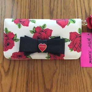 Red floral wristlet